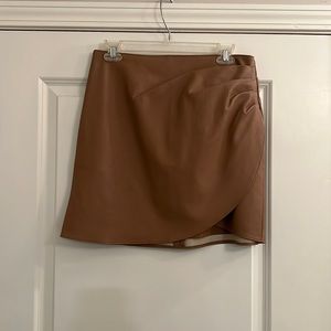 Abercrombie & Fitch Vegan Leather Mini Skirt- Light Brown